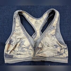 Cake Tie-Dye Racerback Sports Bra in Gray and Cream
